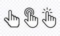 Computer Mouse click cursor. Mouse pointers set. Black vector icons of arrows and hands. Vector clipart. Royalty Free Stock Photo